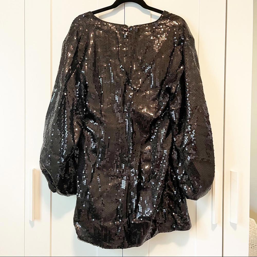 Lovers + Friends Ryder Mini Dress Black Sequin Wrap Party Dress M - Picture 5 of 8